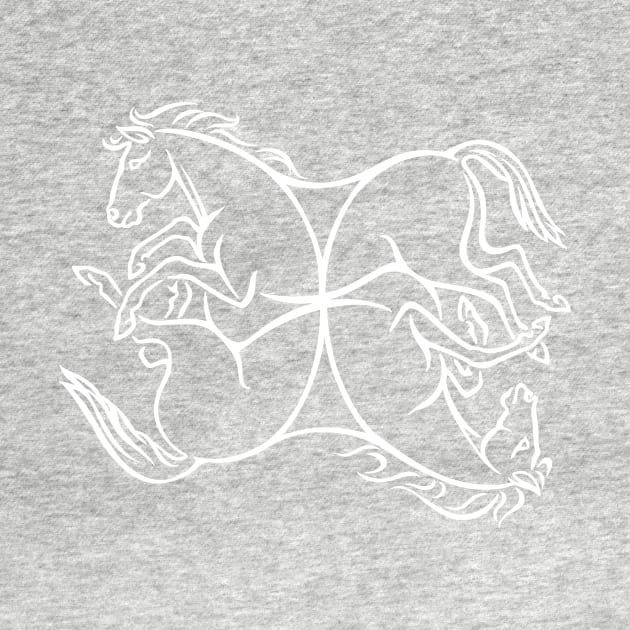 Four Interlaced Horses - White by Hareguizer